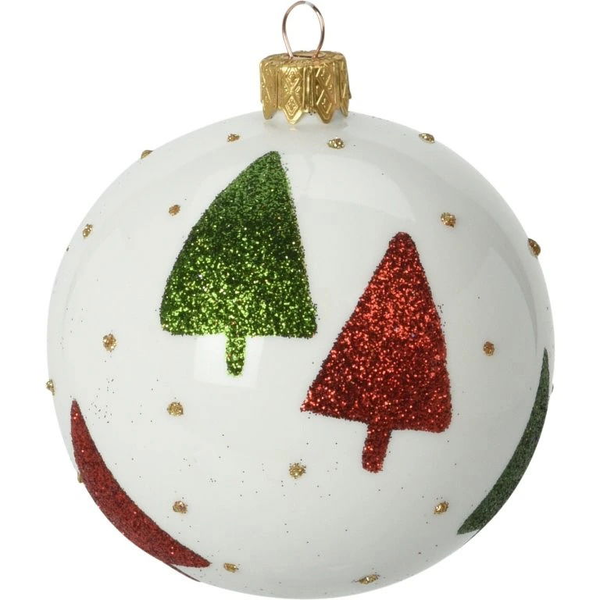 H&amp;L Christmas ornament ball 8 cm, green / red tree