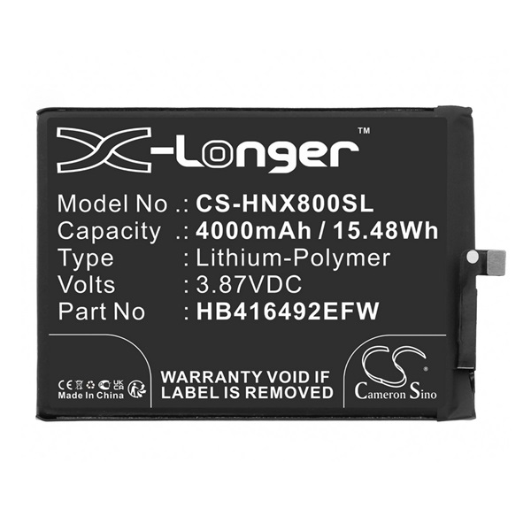 Cameron Sino Li-Polymer akku (3,87V/4000mAh, Honor HB416492EFW kompatibilis) FEKETE Honor X8 4G (CS-HNX800SL)