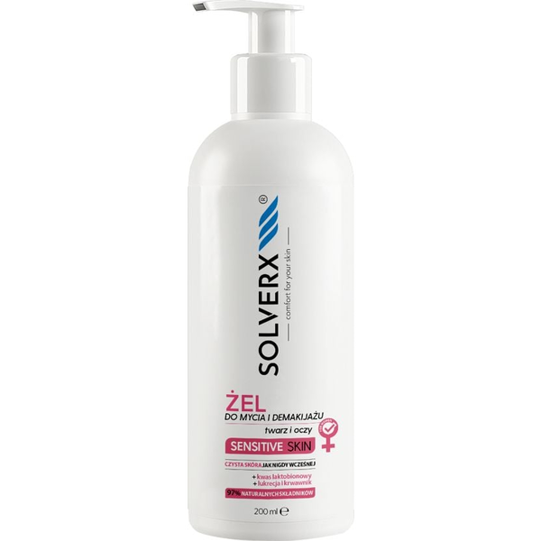 Solverx Żel do mycia i demakijażu twarzy i oczu Sensitive Skin 200ml