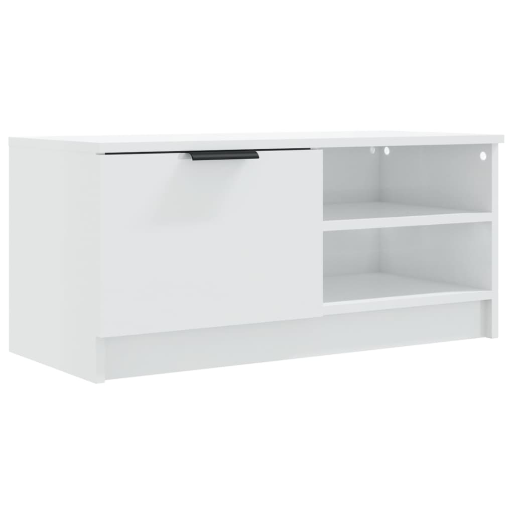 fehér magasfényű szerelt fa TV-szekrény 80x35x36,5 cm (811478)