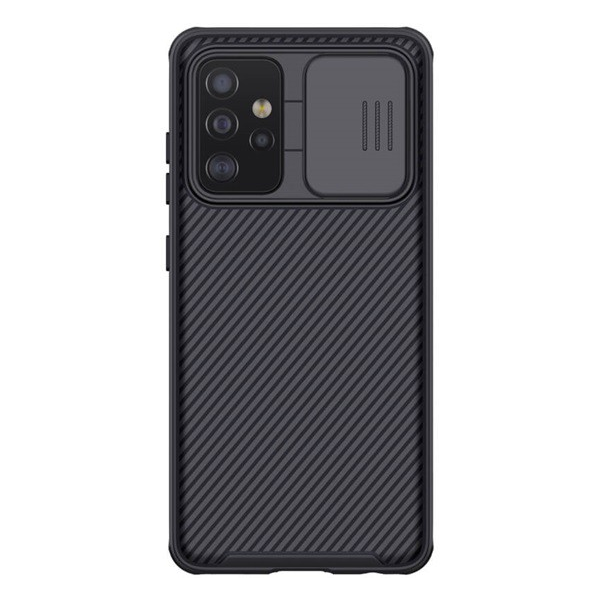 NILLKIN CAMSHIELD PRO műanyag telefonvédő (szilikon keret, közepesen ütésálló, kamera védelem, csíkos minta) FEKETE [Samsung Galaxy A52s 5G (SM-A528)] (5996591046396)