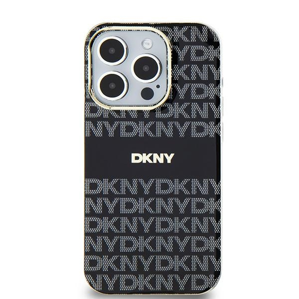 DKNY iPhone 13 / 14 / 15 MagSafe Mintás középcsíkkal PC TPU Telefon tok - Fekete (DKHMP14SHRHSEK)