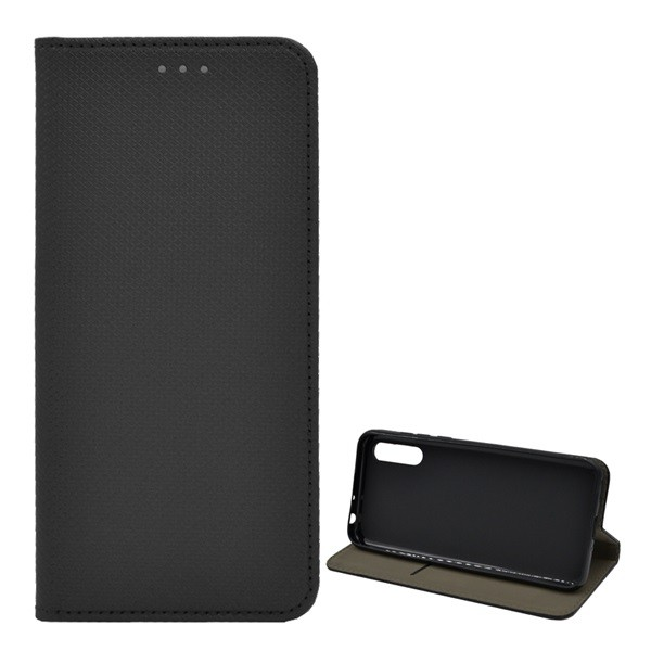 Tok álló, bőr hatású (FLIP, oldalra nyíló, asztali tartó funkció, rombusz minta) FEKETE [Huawei Y8p] (5996591001692)