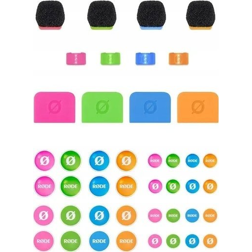 RODE COLORS3 színjelölt mikrofonszivacsok kábeljelölő gyűrűk csipesz címkék és öntapadós matricák WIGO-hoz és Lavalier II-höz 4db (698813-008506)