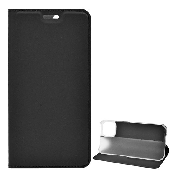 Tok álló, bőr hatású (FLIP, oldalra nyíló, asztali tartó funkció) FEKETE [Apple iPhone 13 Pro Max] (5996591110554)