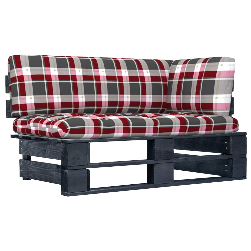 fekete impregnált fenyőfa kerti raklap sarokkanapé (3066589)