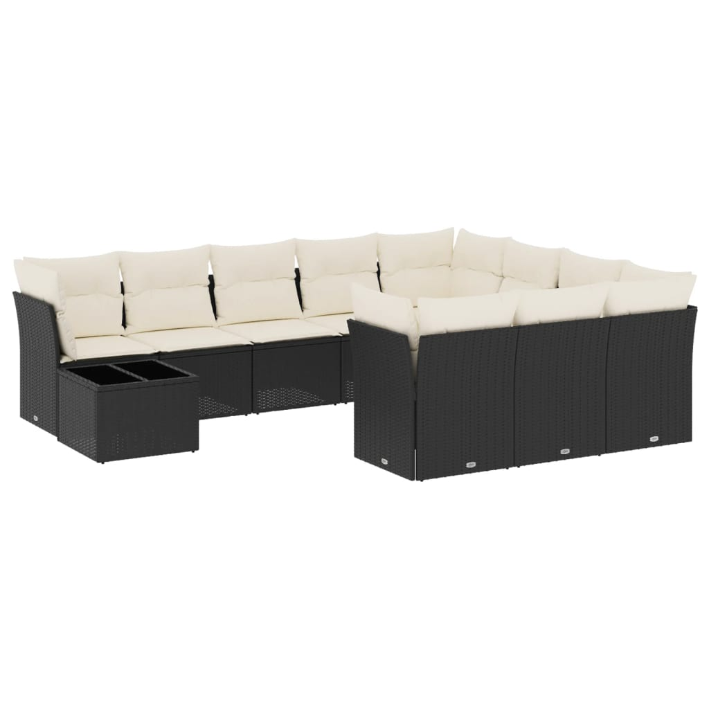 11 részes fekete polyrattan kerti ülőgarnitúra párnákkal (3250095)