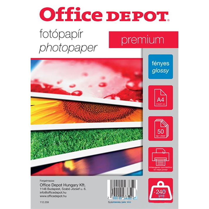 Office Depot OD112259 Premium A4 fényes fotópapír (50 db/csomag) (OD112259)