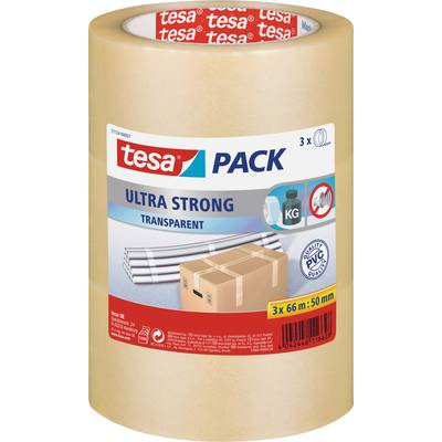 Tesa ULTRA STRONG (51124-00007-01) Csomagolószalag pack® Átlátszó (H x Sz) 66 m x 50 mm 3 db (51124-00007-01)