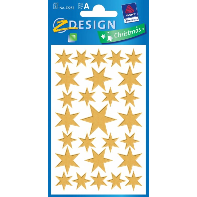 Avery 52252 2 ív arany színű csillagokkal karácsonyi átlátszó matrica (241443)