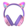PowerLocus Bobo Cat Ears Gyerek Fejhallgató Headset - Rózsaszín/Lila