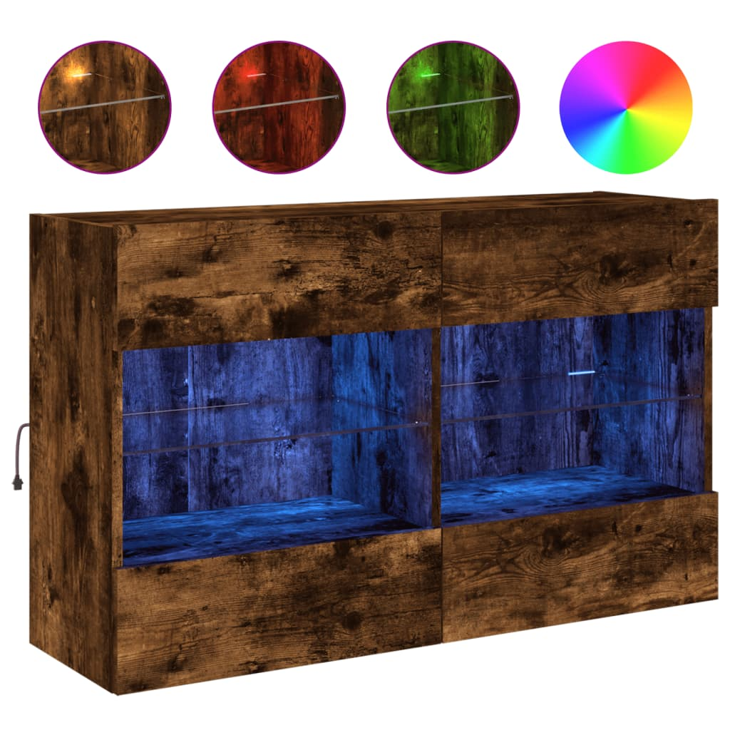 füstös tölgy színű fali TV-szekrény LED-ekkel 98,5x30x60,5 cm (837110)