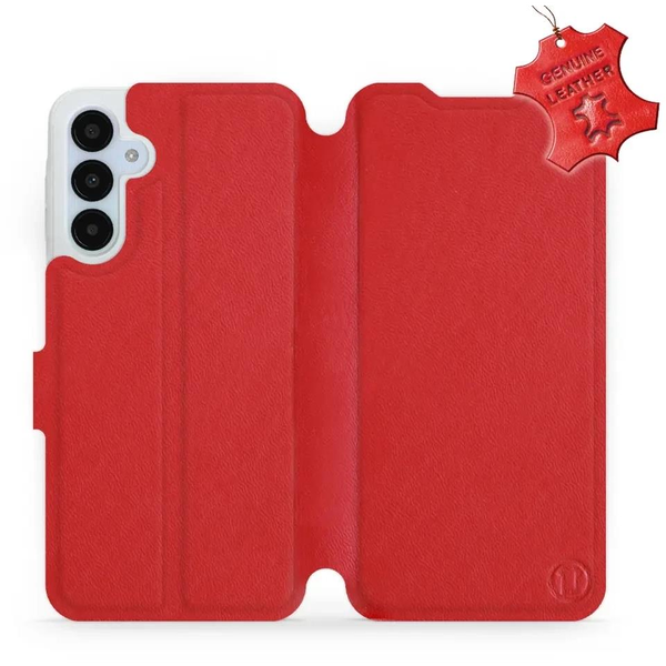 Mobiwear Samsung Galaxy A25 5G piros bőr flip tok - L_RDS