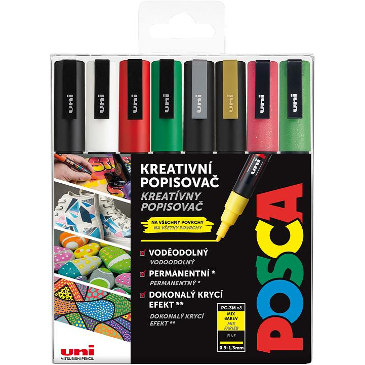 UNI Posca 3M 8 ks vánoční tóny (8594157938320)