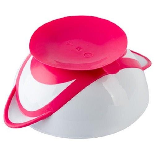 BabyOno bébi tál tapadókoronggal és kanállal, rózsaszínű