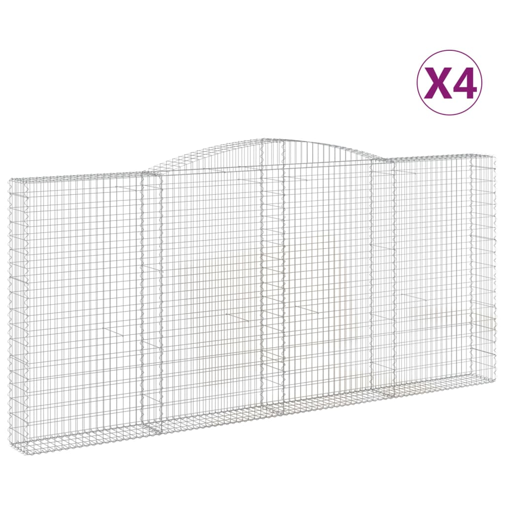 4 db íves horganyzott vas gabion kosár 400x30x180/200 cm (3146920)