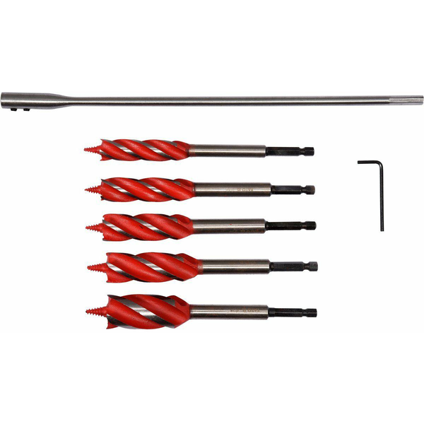 Комплект свредла за дърво + удължител Yato, HRC, HEX, Ф 16 - 25, 7 части