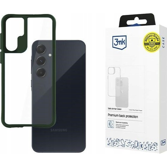 3mk Satin Armor Case+ átlátszó, TPU és PC anyagú telefontok Zöld Samsung Galaxy A55 5G (5903108568159)