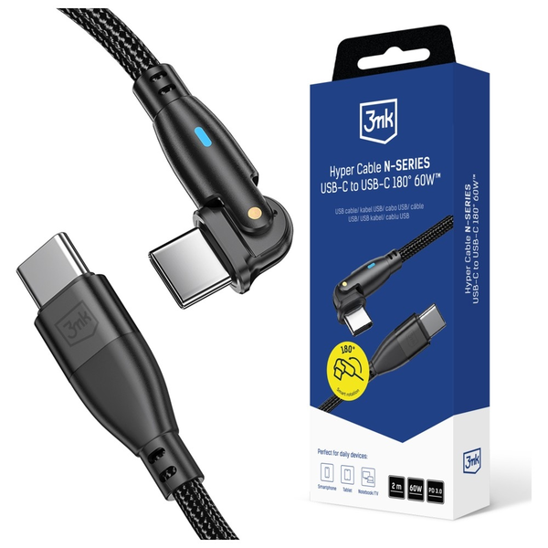 Kabel 3mk USB typ C - USB typ C 2 m černý