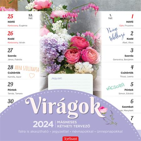 Toptimer 220 x 220mm 2024 Falinaptár - Virágos (22T9000-003)