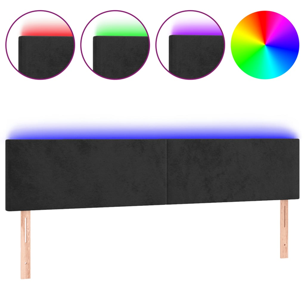 Tăblie de pat cu LED, negru, 160x5x78/88 cm, catifea