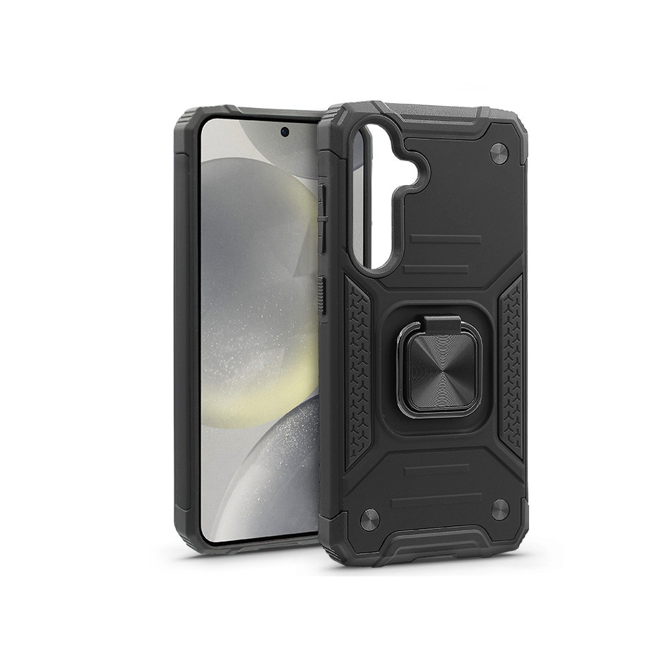 Samsung SM-S921 Galaxy S24 ütésálló hátlap gyűrűvel és kameravédővel - Nitro Hybrid - fekete (HF234040)