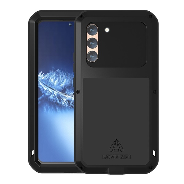 Love Mei Powerful defender Samsung Galaxy S22 Plus 5G Ütésálló tok+kijelzővédő - Fekete (GP-121269)