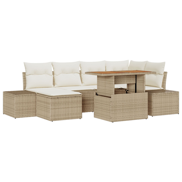 Juego De Sofá De Jardín Set De 7 Beige Rattan V1017 Unico / Beige