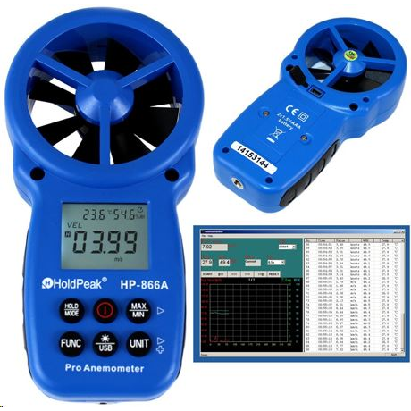 HOLDPEAK 866A Digitális szélerősség és hőmérsékletmérő (113282) (113282)