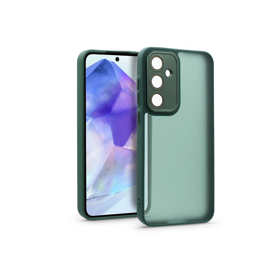 Samsung SM-A556 Galaxy A55 hátlap kameravédő peremmel, lencsevédő üveggel - Variete - sötétzöld (HF268151)