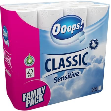 Ooops! toalettpapír 3 rétegű, 32 tekercses sensitive (KTC30321136) (KTC30321136)