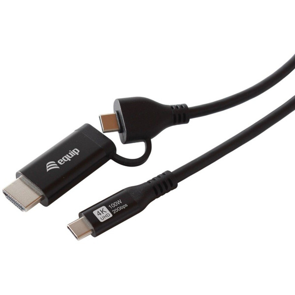 Equip 128437 video kabel adapter 3 m USB Type-C HDMI + USB Type-C Zwart
