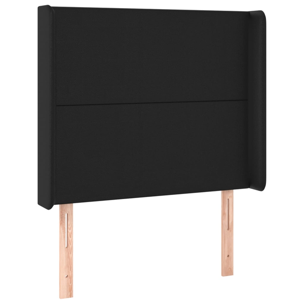 Tăblie de pat cu aripioare, negru, 103x16x118/128 cm, piele eco