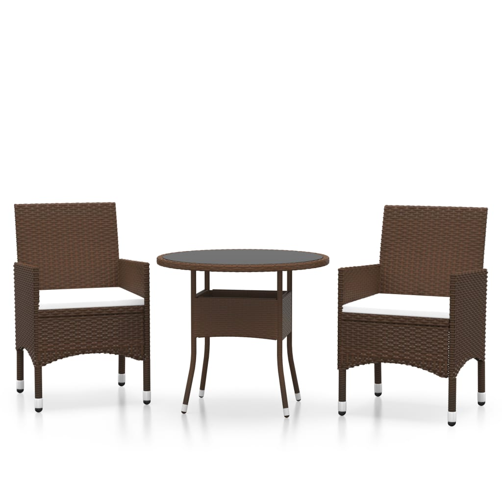 3 részes barna polyrattan kerti étkezőgarnitúra (3058481)