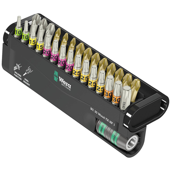 Bit-Check 30 Wood TX HF 1 (30-teilig, 1/4", Haltefunktion, in Kunststoff-Klappbox)