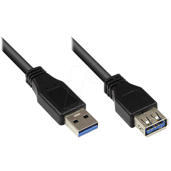 Good Connections 2711-S05 USB-A apa - USB-A anya 3.0 Hosszabbító kábel - Fekete (5m)