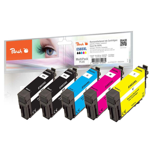 Peach PI200-971 глава и патрон за мастиленоструен принтер 5 броя Съвместим Висок (XL) добив Черен, Синьо-зелен, Пурпурен, Жълт