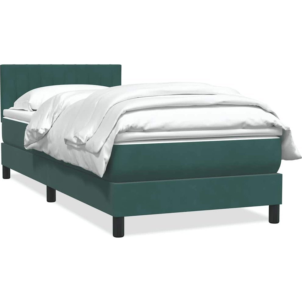 sötétzöld bársony rugós ágy matraccal 80x210 cm (3316380)