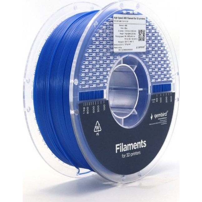 Gembird 3DP-ABS1.75HY-01-B High Speed ABS filament Blue 1,75mm 1kg (3DP-ABS1.75HY-01-B)