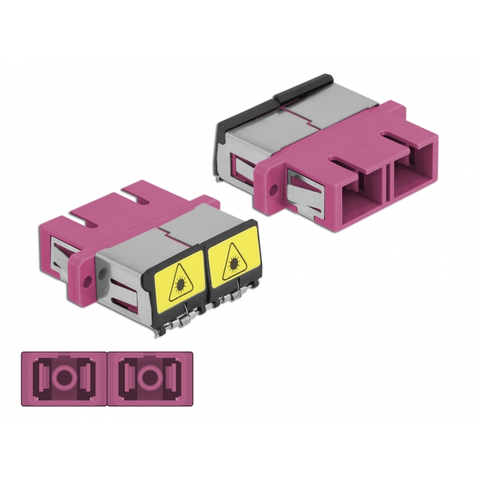 Delock SC optikai szálas csatlakozó Párosító lézervédő zárral / borítással Duplex anya - SC Duplex a (86896) (86896)