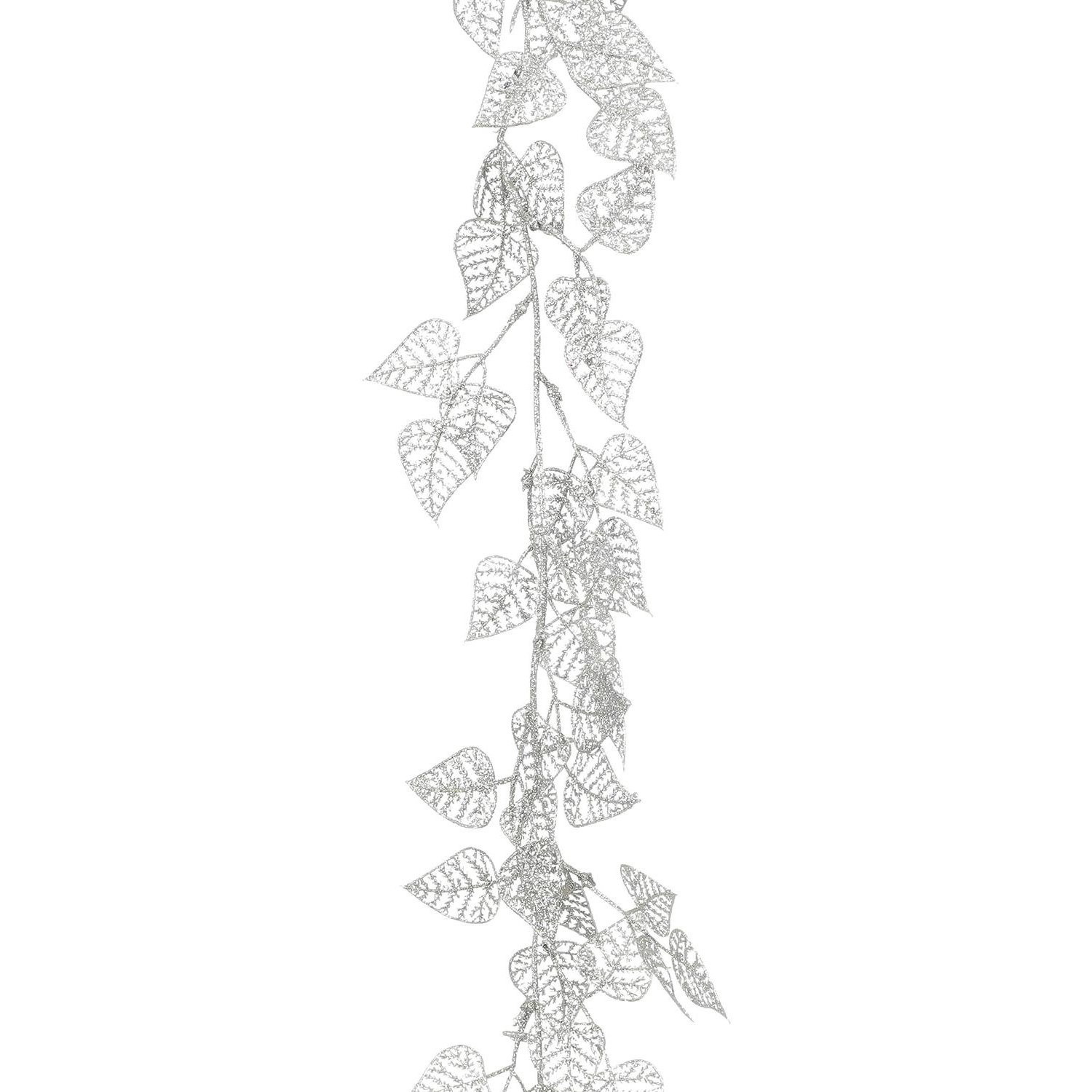 LAALU girland - virágokkal és csillámokkal, ezüst, 180 cm (LAU-6076)