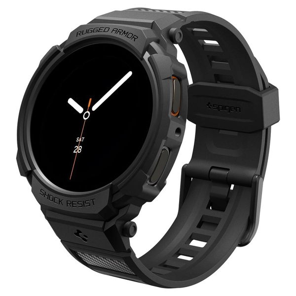 SPIGEN Rugged Armor Pro Samsung Galaxy Watch 8 eSIM 40mm szilikon pótszíj + szilikon keret fekete