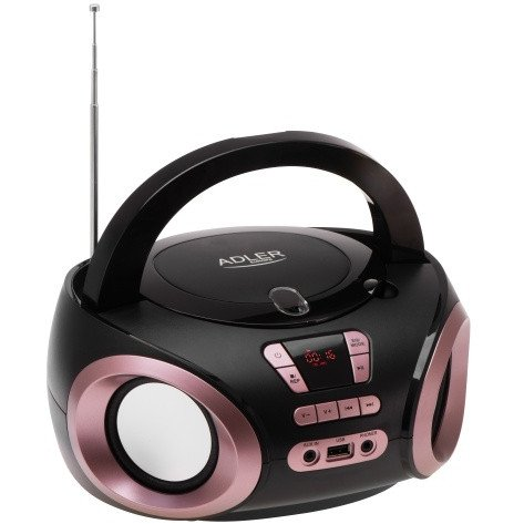Prenosné rádio Boombox CD audio a MP3 USB AUX LCD FM rádio Adler AD 1181