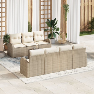 Kerti Kanapé Szett 8 pcs Bézs 55 x 55 x 37 cm polirattan