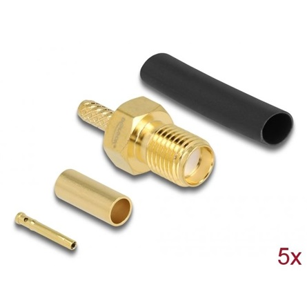 SMA Buchse zum Crimpen RG-174 / RG-316 mit passendem Schrumpfschlauch - 5 Stück