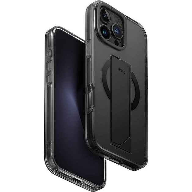 Uniq Heldro Max iPhone 16 Pro Max MagSafe tok kitámasztóval, fekete/szürke (UNIQ-IP6.9P(2024)-HELMMSMK)