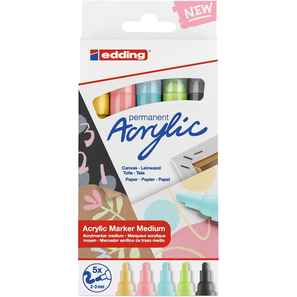 Edding 5100/5 M Akril Marker - Pasztel színek (5db / csomag) (7580245026)