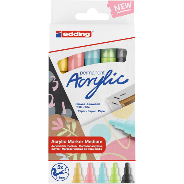 Edding 5100/5 M Akril Marker - Pasztel színek (5db / csomag)