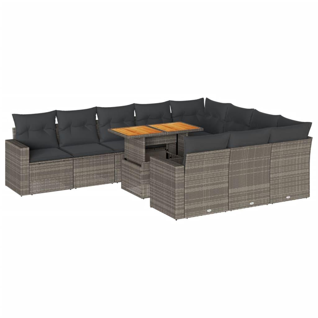 11 részes szürke polyrattan kerti ülőgarnitúra párnákkal (3327091)