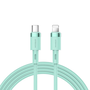 USB Type-C töltő- és adatkábel, Lightning, 120 cm, 2400 mA, 20W, törésgátlóval, gyorstöltés, PD, Joyroom Liquid Silicone N9, S-1224N9, zöld